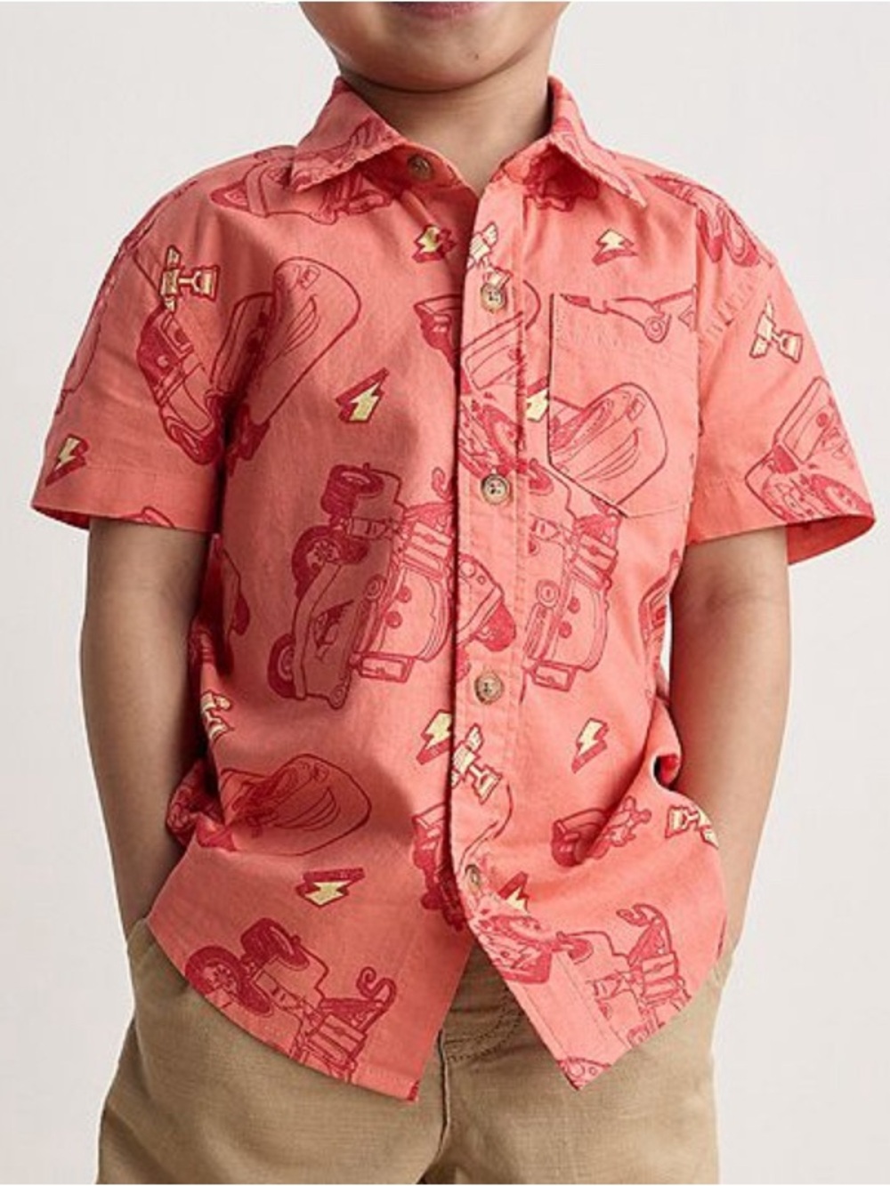 Disney Red Lightning McQueen Print Button-Down Shirt - Kids